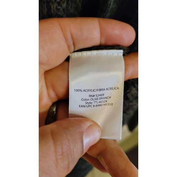 Time and Tru long Dark Green long open front knit cardigan - Picture 3 of 4